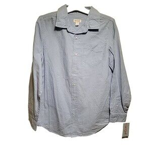 New Cat & Jack Boys Size L 12/14 Blue Long Sleeve Button Down Shirt NWT